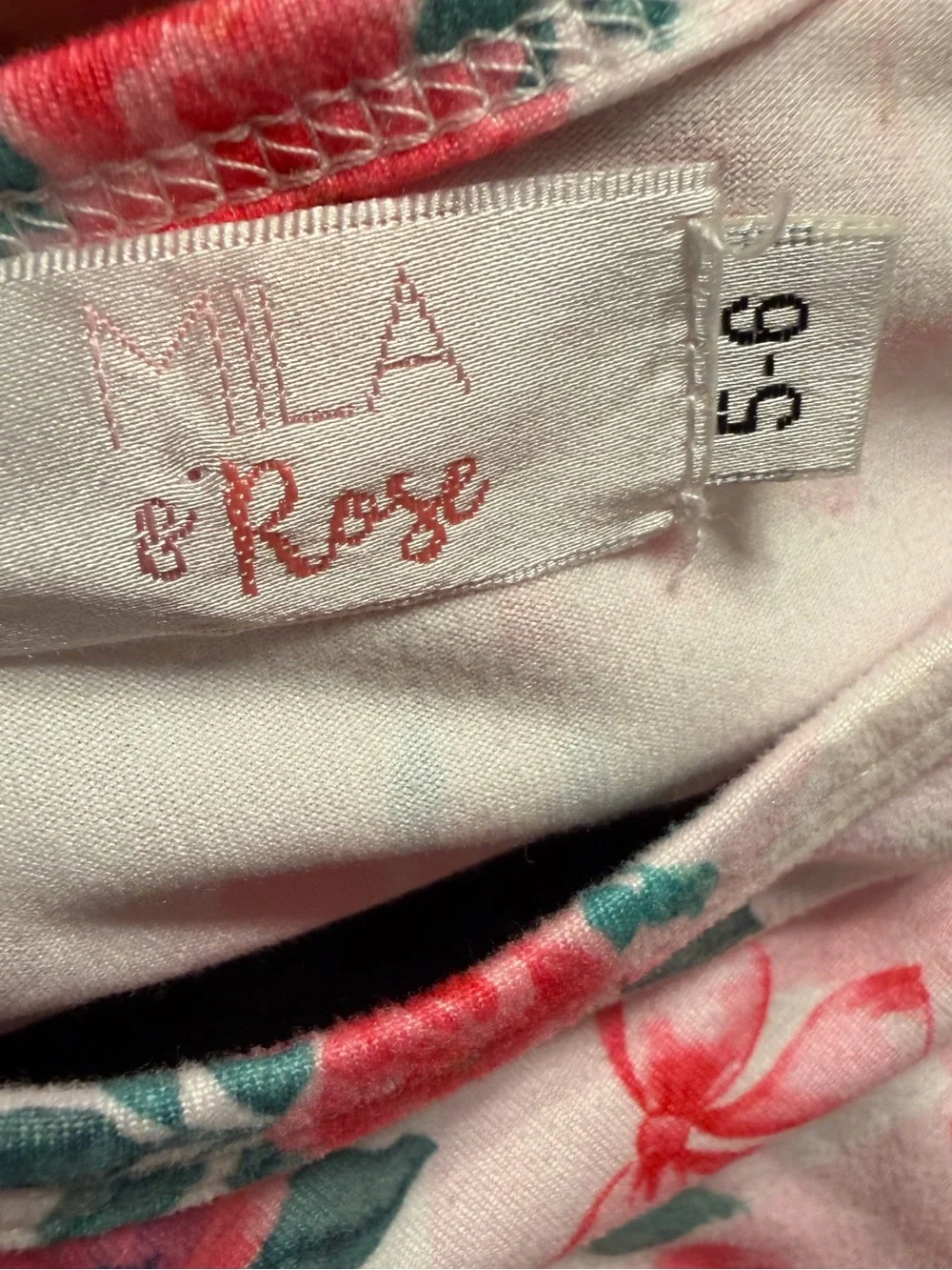 Mika & Rose Pink Floral & Bows Ruffle Long-Sleeve Dress Size 5/6
